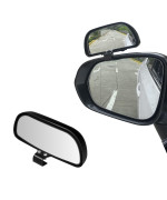 LivTee Adjustable Mounted Blind Spot Mirror HD Glass Wide Angle Side Rearview Mirror Universal, Black