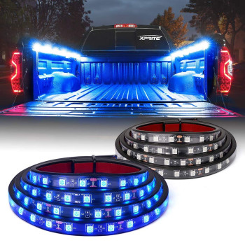 Xprite 60 Inch Blue LED Truck Bed Lights Strip Kit, Decoration Lighting Bar for Cargo Pickup Trucks Van SUV RV Boat, OnOff Switch - 2PCS