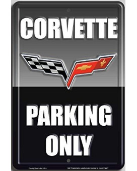 Hangtime Corvette Parking Only Sign background colors to match your Vette! (Aluminum, Arctic White)