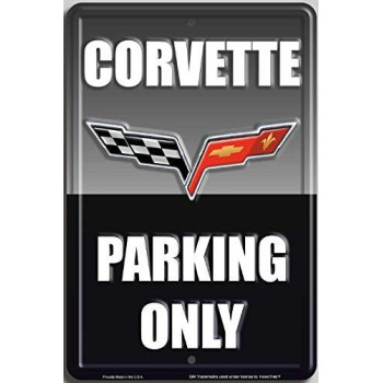 Hangtime Corvette Parking Only Sign background colors to match your Vette! (Aluminum, Arctic White)