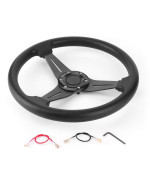 Acouto 350mm/14in Drifting Steering Wheel Universal Racing Steering Wheel Car Sport Steering Wheel Replacement Modified Accessory Black