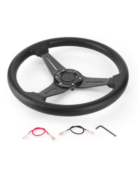 Acouto 350mm/14in Drifting Steering Wheel Universal Racing Steering Wheel Car Sport Steering Wheel Replacement Modified Accessory Black