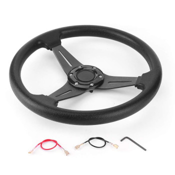 Acouto 350mm/14in Drifting Steering Wheel Universal Racing Steering Wheel Car Sport Steering Wheel Replacement Modified Accessory Black