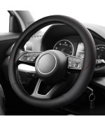 Knodel Auto Car Steering Wheel Cover, Black Microfiber Leather, 15 Inches Leather Steering Wheel Protector, Anti-Slip, Universal Fit (Black)