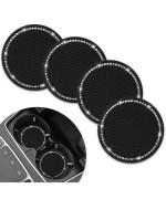 Car Coasters for Drinks,SHANSHUI Universal Stylish Bling Cup Holder for Vehicle Drinks Coaster Car Interior Accessories (Black/ 4Pcs)