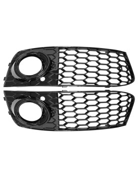 XtremeAmazing Front Fog Light Lamp Grill Grille Cover RS4 Style Honeycomb Mesh Glossy Black Left and Right Side