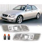 DEPO Clear Lens Front Bumper Side Marker Light with Amber Bulbs Compatible with 2000-2005 Lexus IS200 / IS300 and 1998-2005 Lexus GS300 / GS400 / GS430