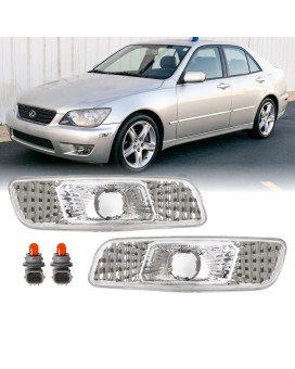 DEPO Clear Lens Front Bumper Side Marker Light with Amber Bulbs Compatible with 2000-2005 Lexus IS200 / IS300 and 1998-2005 Lexus GS300 / GS400 / GS430