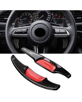 Newsmarts Car Real Carbon Fiber Steering Wheel Shift Paddle Shifter Extension for Mazda 3 2020-2021, Black