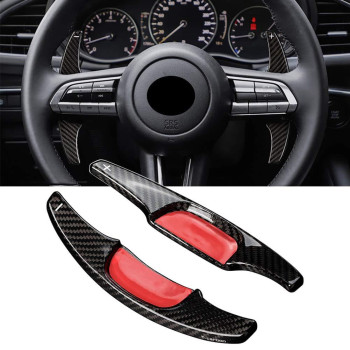 Newsmarts Car Real Carbon Fiber Steering Wheel Shift Paddle Shifter Extension for Mazda 3 2020-2021, Black