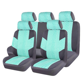 CAR PASS Full Set Universal Fit Breathable Fabric Sport Car Seat Covers, Fit for suvs,Trucks, Sedans, Cars, Vehicles, Vans, Airbag Compatible (Full Set, Black Blue)