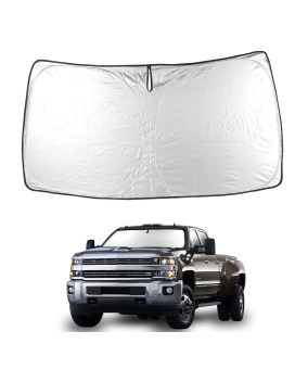 ROCCS Flexible Windshield Sun Shade for 2014 2015 2016 2017 2018 2019 Silverado 1500, Regular cab, Crew cab, Double Cab 2Dr 4Dr, Front Window Sunshade Heat Shield Reflector Cover