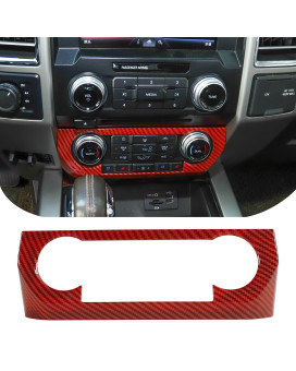 Voodonala Dash Air Condition Adjustment Control Panel Cover Trim for Ford F150 2015+(Red Carbon Fiber Style)