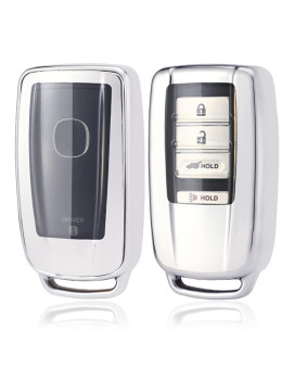 360 Degree TPU Protector Key Fob Cover Case fit for Acura RLX RDX MDX ILX TLX PLX NSX Smart Remote Key Fob (Silver)