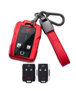 Smart Key Fob Cover Case Compatible with 2014-2018 Chevy Silverado Colorado 2015-2021 Colorado Smart Remote Control protector3/ 4/5/6 Button(Red)