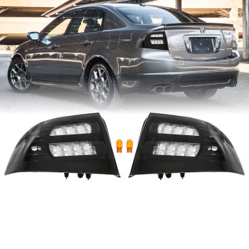 USR DEPO 3G TL Tail Lights - JDM Style Black Housing Rear Tail Lamps Cover (Left + Right) Compatible with 2004-2008 Acura TL All Models including Base and Type-S (Black Housing Smoke Lens)