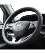 KMMOTORS Palisade Steering Wheel Cover Black/Perfect Match/Simple Minimal Punched Vegan Leather Design Anti-Slip Breathable