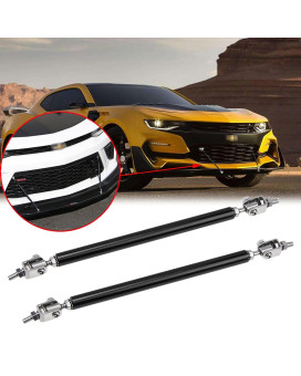 Xotic Tech 2pc Adjustable 10-13 Front Bumper Lip Splitter Diffuser Strut Rod Tie Bars Compatible with Most Vehicles [Black]