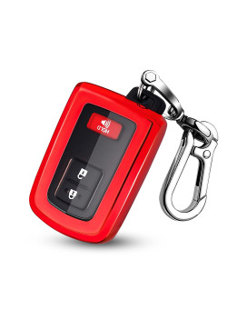 QBUC for Toyota Key Fob Cover with Keychain TPU All-Around Protection Key Case Compatible with Toyota 2019-2021 Tacoma 4Runner Sequoia Highlander Avalon Camry Corolla RAV8 Land Cruise Smart Key(Red)