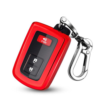 QBUC for Toyota Key Fob Cover with Keychain TPU All-Around Protection Key Case Compatible with Toyota 2019-2021 Tacoma 4Runner Sequoia Highlander Avalon Camry Corolla RAV8 Land Cruise Smart Key(Red)