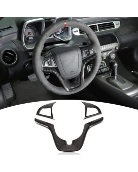 Voodonala for Chevy Camaro Steering Wheel Cover Antidust Antiscrach Panel Cover for Chevrolet Camaro 2012-2015(Carbon Fiber Black,3pcs/Set)