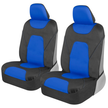 Motor Trend AquaShield Car Seat Covers for Front Seats, Blue - Two-Tone Waterproof Seat Covers for Cars, Neoprene Front Seat Cover Set, Interior Covers for Auto Truck Van SUV