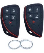 RUNZUIE 2Pcs 5 Buttons Silicone Smart Remote Key Fob Cover Compatible with 2021 2020 Chevy Chevrolet Suburban Tahoe 2020 Chevy Corvette Black