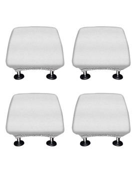 WIRESTER Set of 4 Car Seat Head Rest Cover, Protective Fabric Design Cover Decoration for All Cars - Solid White