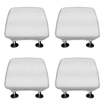 WIRESTER Set of 4 Car Seat Head Rest Cover, Protective Fabric Design Cover Decoration for All Cars - Solid White