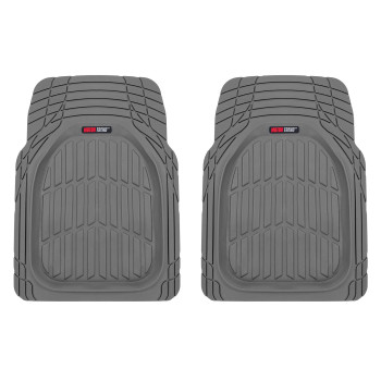 Motor Trend 2 Piece Front Car Floor Mats- Gray FlexTough Contour Liners-Deep Dish Heavy Duty Rubber Floor Mats for Car SUV Truck & Van-All Weather Protection, Universal Trim to Fit