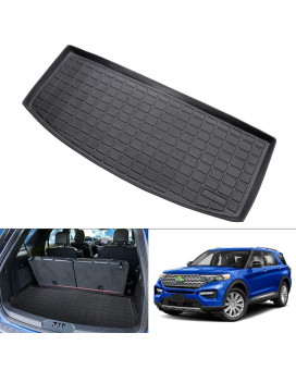 KUST Cargo Liner for 2020-2024 Ford Explorer Accessories All Weather Custom Fit Cargo Trunk Liner Floor Mat Behind 3rd Row Black