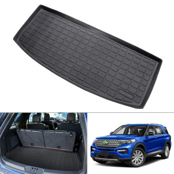 KUST Cargo Liner for 2020-2024 Ford Explorer Accessories All Weather Custom Fit Cargo Trunk Liner Floor Mat Behind 3rd Row Black