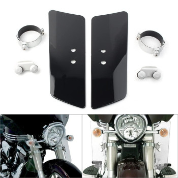 NEWSMARTS Motorcycle Front Fork Wind Deflector Shield for Honda Shadow VT1100 VT750 VTX1300, for Kawasaki Vulcan Classic VN1500, for Yamaha V-Star XV950 XVS1100 XVS1300, Black (ONLY fit for Size)