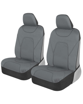 Motor Trend AquaShield Car Seat Covers for Front Seats, Solid Gray - Two-Tone Waterproof Seat Covers for Cars, Neoprene Front Seat Cover Set, Interior Covers for Auto Truck Van SUV