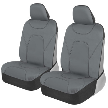 Motor Trend AquaShield Car Seat Covers for Front Seats, Solid Gray - Two-Tone Waterproof Seat Covers for Cars, Neoprene Front Seat Cover Set, Interior Covers for Auto Truck Van SUV