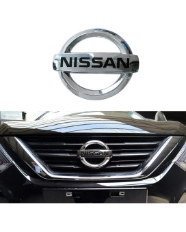 Car Front Grille Emblem Compatible with Nissan 2013-2018 Altima Murano Rogue Maxima Auto Vehicle Chrome ABS Plastic Head Grill Badge Sticker (OEM 62890 1JA0A)