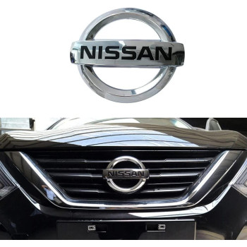 Car Front Grille Emblem Compatible with Nissan 2013-2018 Altima Murano Rogue Maxima Auto Vehicle Chrome ABS Plastic Head Grill Badge Sticker (OEM 62890 1JA0A)