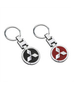 HBYD Key Chain with Double Sides 3D Chromed Pattern Fit for Mitsubishi Sport Outlander Pajero Accessories, Mitsubishi Metal Keychain Key Rings for Car SUV Truck Key Decoration 2 Pcs