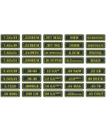 Ammo Can Vinyl Sticker Set Decal Label .410 .44 .45-70 .22 .223 .308 9MM .380 .45 5.56 7.62 (40 Pack/40 Varieties) Choose Your Version