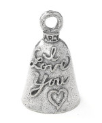 Guardian Bell I Love You Good Luck Bell w/Keyring & Black Velvet Gift Bag Motorcycle Bell Lead-Free Pewter Good Luck Gift to Friends & Family Bike Bell Made in USA