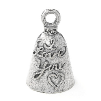 Guardian Bell I Love You Good Luck Bell w/Keyring & Black Velvet Gift Bag Motorcycle Bell Lead-Free Pewter Good Luck Gift to Friends & Family Bike Bell Made in USA