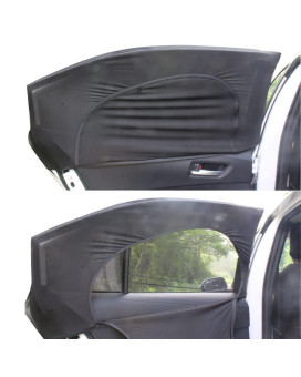 Ovege Car Window Shade for Back Seat -Side Window Sun Shade Breathable Mesh-Zipper Car Window Cover Screen-Car Camping Privacy Universal Fits Most Small and Medium Cars 2pcs (Rear Side Medium)