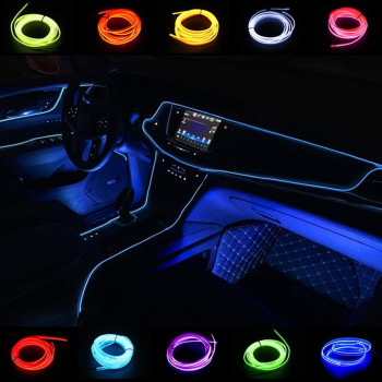 Reyzauyr El Wire Blue, Neon Lights, DC 12V Flexible Soft Tube Wire Lights Neon Glowing Car Rope Strip Light for Car Interior Decoration(2m/6ft, Blue)