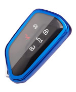 Key Fob Cover Fit for Volkswagen VW MK8 Golf/GTI Skoda Octavia Soft TPU Remote Holder Skin Protector Jacket Keyless Entry Sleeve Accessories (Blue)