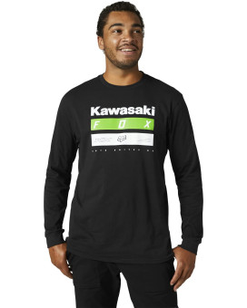 Fox Racing Men's Standard Kawasaki Long Sleeve Premium TEE, Black, Large