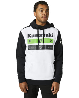 Fox Racing Men's Standard Kawasaki Pullover Fleece, Black/White, Large