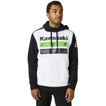 Fox Racing Men's Standard Kawasaki Pullover Fleece, Black/White, Large