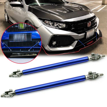 Xotic Tech 2pc Adjustable 10-13 Front Bumper Lip Splitter Diffuser Strut Rod Tie Bars Compatible with Most Vehicles [Blue]