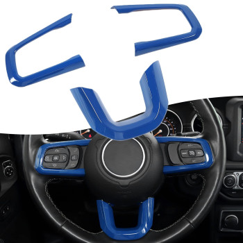 RT-TCZ for Wrangler JL Steering Wheel Trim Panel Blue for Jeep Wrangler JL JLU Gladiator JT 2018-2022 Blue Interior Accessories 3pcs