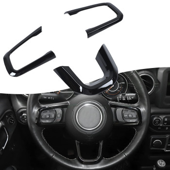 RT-TCZ for Wrangler JL Steering Wheel Trim Decal Panel Black for Jeep Wrangler JL JLU Gladiator JT 2018-2022 Black Interior Accessories 3pcs